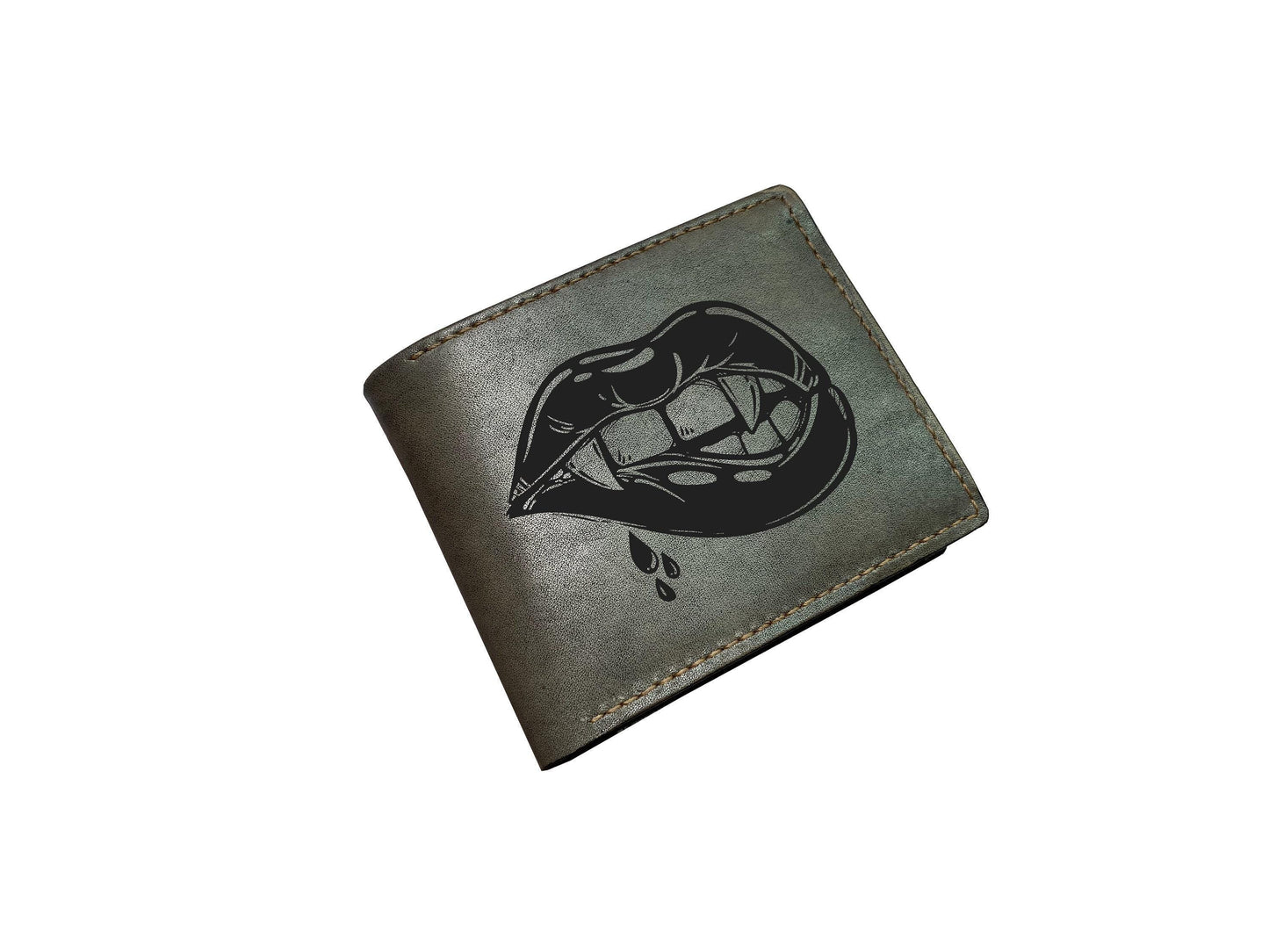 Skull Spider Leather Wallet: Handmade Horror Art Gift