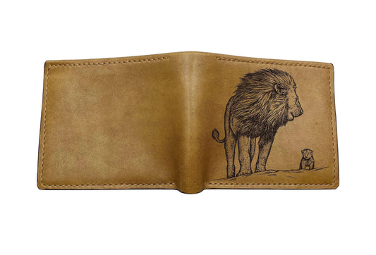 Lion Cub Art Leather Wallet, Father's Day Gift