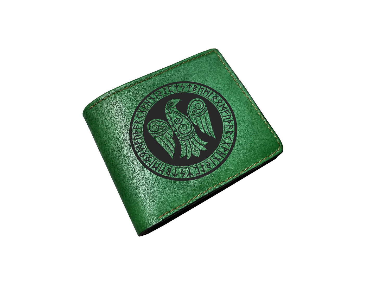 Viking Warrior Leather Wallet: Celtic Dragon Art, Handmade