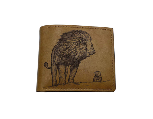 Lion Cub Art Leather Wallet, Father's Day Gift