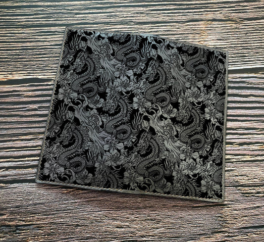 Personalized Japan Tradition Pattern Wallet, Genuine Leather Men's Wallet, Bifold Mini Card Wallet, Gift For Men