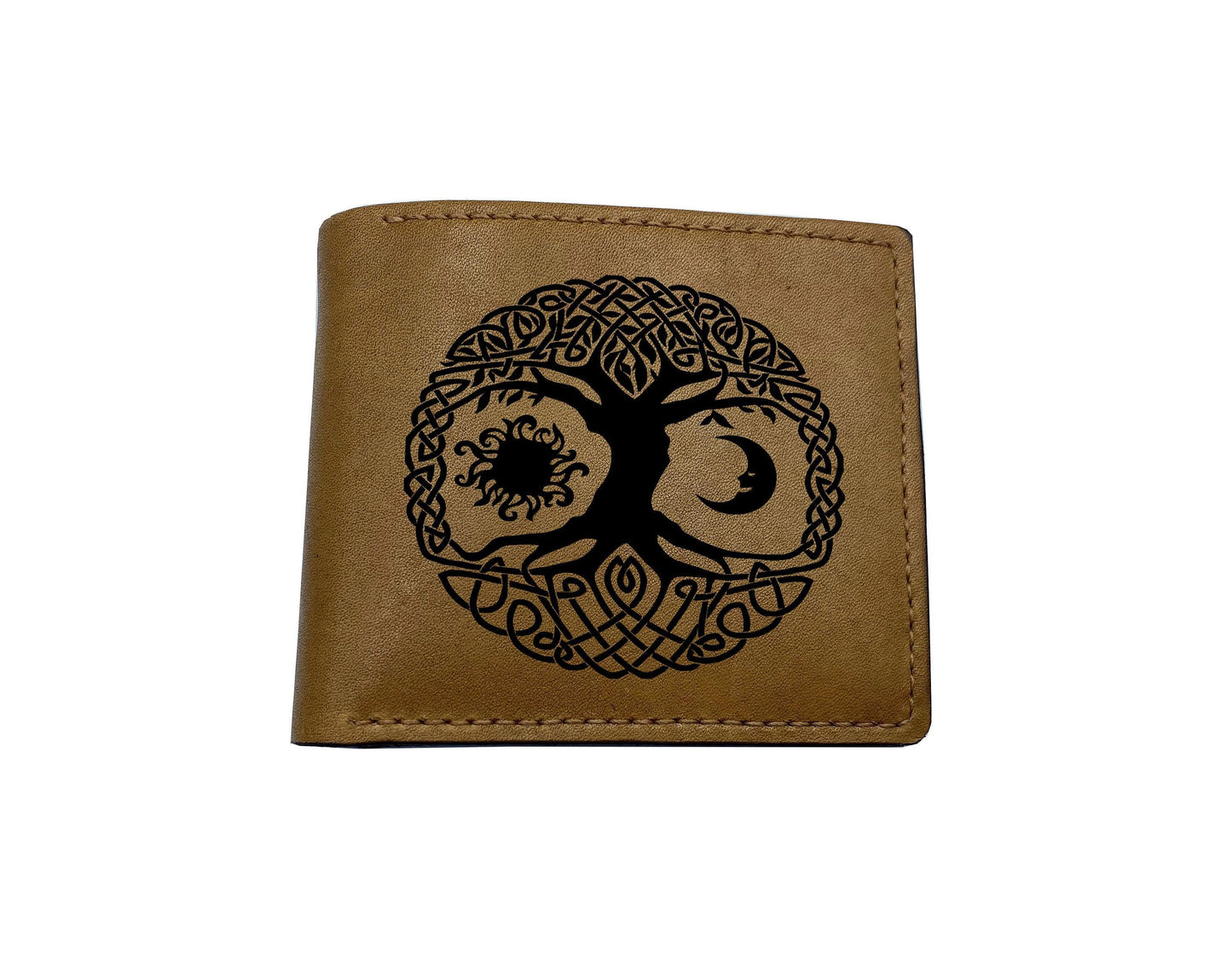 Custom Leather Wallet: Viking Tree Of Life Engraved, Personalized
