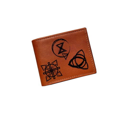 Handmade Leather Wallet, Celtic Viking Dragon Art, Personalized Gift