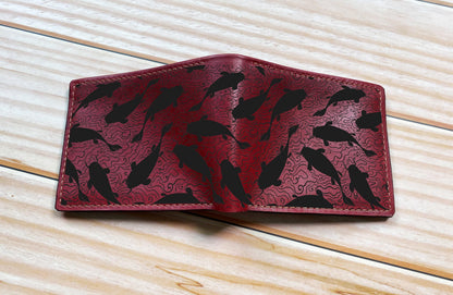 Personalized Japan Tradition Pattern Wallet, Genuine Leather Men's Wallet, Bifold Mini Card Wallet, Gift For Men
