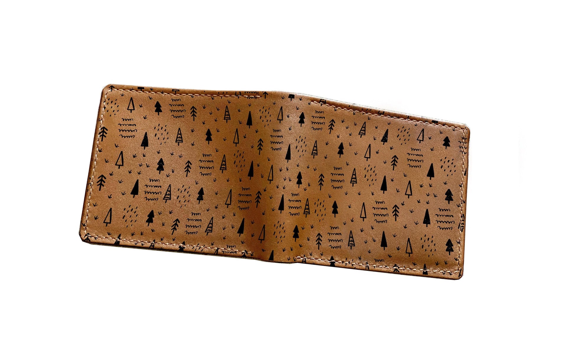 Personalized Leather Wallet: Winter Tree Landscape, Handmade