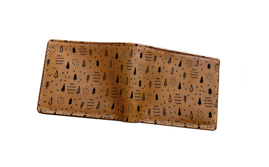 Personalized Leather Wallet: Winter Tree Landscape, Handmade