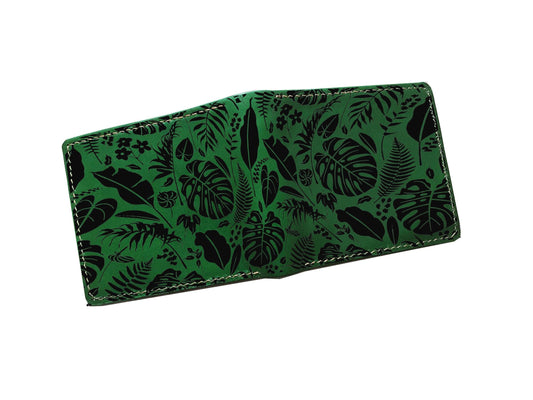Personalized Leather Wallet: Winter Tree Landscape, Handmade