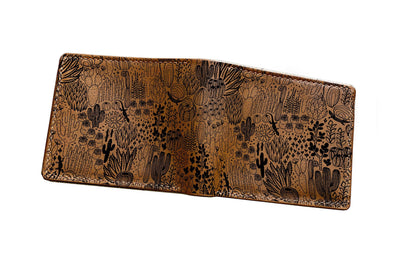 Personalized Leather Wallet: Winter Tree Landscape, Handmade
