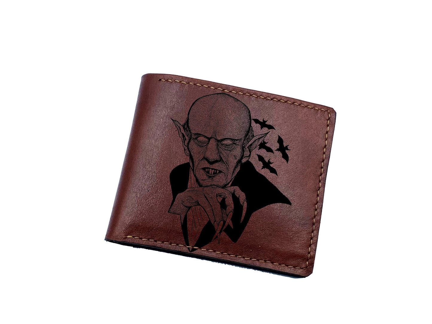 Skull Spider Leather Wallet: Handmade Horror Art Gift