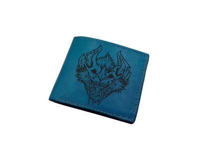 Skull Spider Leather Wallet: Handmade Horror Art Gift