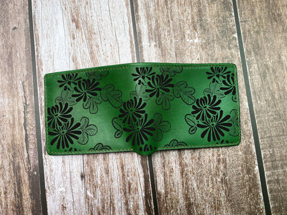 Personalized Japan Tradition Pattern Wallet, Genuine Leather Men's Wallet, Bifold Mini Card Wallet, Gift For Men