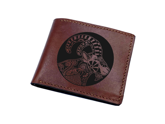 Personalized Leather Wallet: Engraved Horoscope Astrology Gift