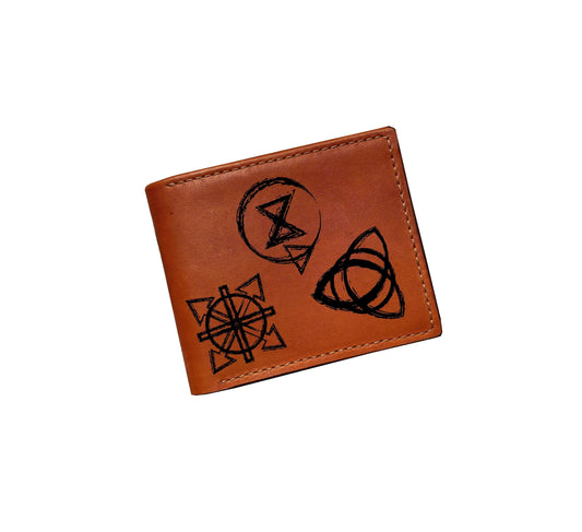 Viking Warrior Leather Wallet: Celtic Dragon Art, Handmade