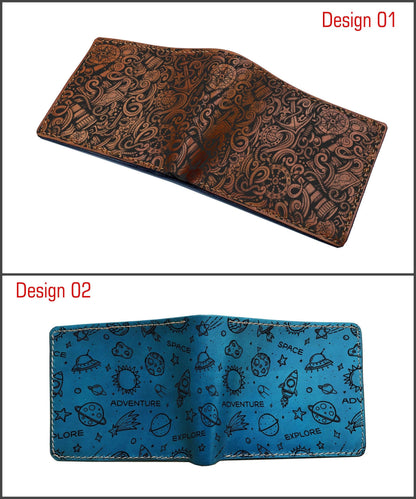 Custom Leather Wallet, Astronaut Space Pattern, Personalized Gift